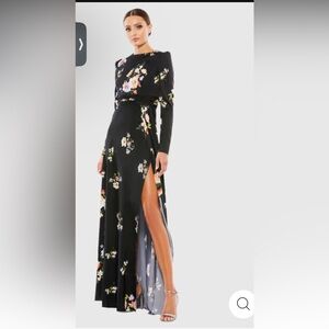 Mac Duggal satin floral maxi dress size 14. Style is 55622
